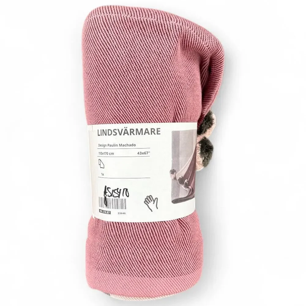IKEA LINDSVARMARE Multicolor Handmade Throw with Pom-Poms